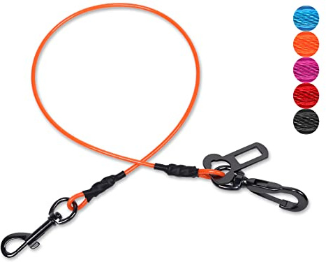VIVAGLORY Sicherheitsgurt Hunde Tuffbelt Anschnallgurt Hund, Sicherheitsgurt Anschnallgurt Hundegurt für Auto Rückbank, Bissfest Anschnallen Autogurt, XL, Orange