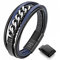 Lederarmband für Männer - Schwarz, Blau (22cm)