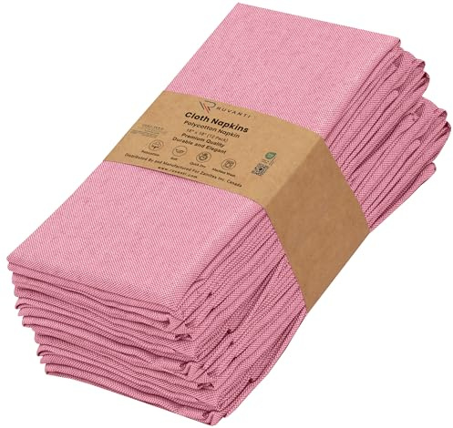 Ruvanti Cloth Napkins Set of 6, 18x18 Reusable Washable Polycotton Dinner Napkins, Soft & Durable Gingham
