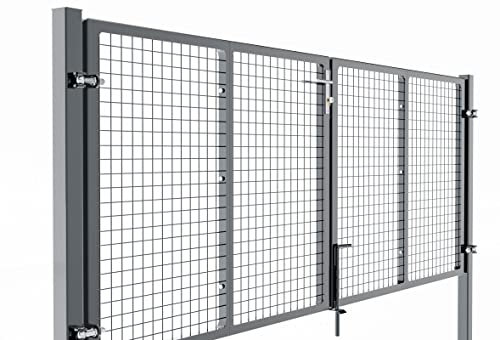 Torado® Drehtor 2 flügelig Flügeltor 4m breit anthrazit für Gartenzaun Doppelstabmatten Gartentor Metall