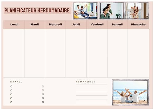 Calendrier Personnalisé Magnétique ou adhésif - Planning Repas Familiaux - Emploi du temps - Tâches - Tableau Aimanté - Hebdomadaire - Mensuel - UTTSCHEID (Planning hebdomadaire II)