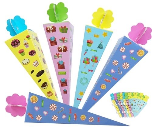 NHTJTHE 12pcs DIY Geschwistertüte | Schultüte zur Einschulung, kleine Zuckertüte für Schwester und Bruder | schultüte klein zur Einschulung und Schulanfang deko