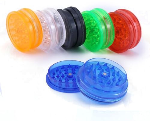6-Piece Herb Grinder Set - Colorful Plastic 4-Layer Non-Stick Spice Crusher, Compact Travel Grinders for Kitchen & Outdoor (Odor-Proof/Easy Clean)