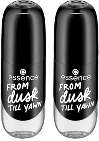 essence gel nail colour, Nagellack, Nr. 46, Schwarz, langanhaltend, Expressergebnis, schnelltrocknend, glänzend, farbintensiv, acetonfrei, vegan, ohne Mikroplastikpartikel, ohne Parfüm, 2er Pack (8ml)