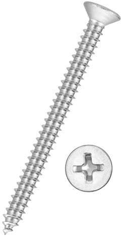Kozelo 25 pcs de Tornillos Para Madera De Cabeza Plana Phillips - [#8x2] Acero Inoxidable 316, Tornillos Autoperforantes Avellanados Para Ensamblaje De Muebles, Plateado