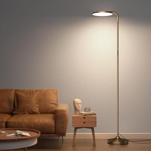 36W Lampada da Terra Salotto, 2400LM Luminosa Moderna Piantana Lampada da Terra Dimmerabile con Telecomando Magnetico, 3000K-6000K Piantana LED Lettura per Soggiorno Letto Ufficio, Marrone