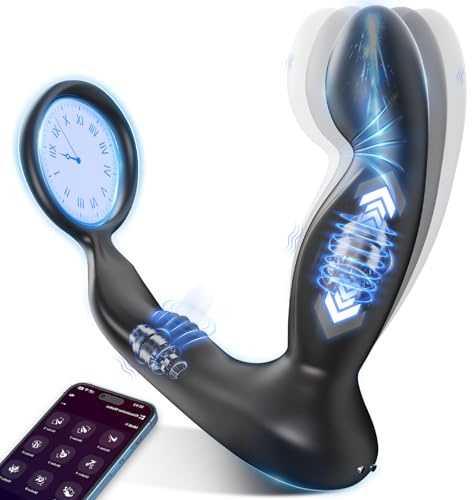 APP Analvibratoren für Mann, Prostata Stimulation Männer mit Penisring 9 Vibrationmode, Analplug# für männer Analspielzeuge Sex Spielzeug für die Männer Vibratorensets Anal Vibrator Dildo sex toyset