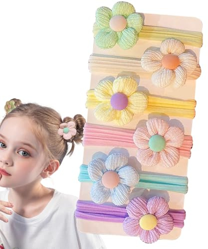 Élastiques à Cheveux, 6 Pièces Élastiques À Cheveux Pour Bébés Filles, Accessoire Coiffure Quotidien pour Enfant Adolescent Mode, Fines Épaisses Bouclées
