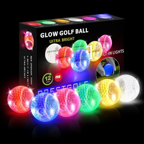 Crestgolf LED-Golfbälle, bunt, beleuchtete Golfbälle, Nachtglüher, Golfball für Lange Distanzen, Nachtgolf-Geschenke für Männer und Frauen, guter Partner für den im Dunkeln leuchtenden Golfball