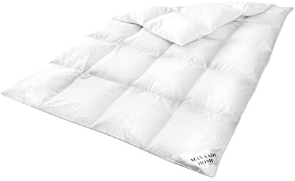 Mayaadi-Home duntäcke 240 x 260 cm | 2 000 g överkast, 70 % gåsdun 30 % fjädrar | 100 % naturlig bomull | Tillverkad i Europa | täcke lämpligt för allergiker | HS96