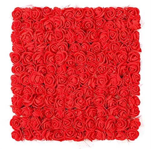 MWOOT Rot Kunst Blumen zum Basteln, 144 Stück Klein Künstlich Blumen, Mini Gefälschte Rosen Blumen für Hochzeit Braut Haarspangen Stirnbänder Dekoration Zubehör Herstellung DIY, 2.5CM Blumenköpfe