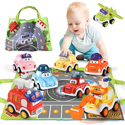 Anby families Auto Spielzeug 3 Jahr,Baby Spielzeugauto Spielzeug Auto für Kleinkind ab 3 Jahre,8 Stück Aufziehauto Geschenk Junge und Mädchen