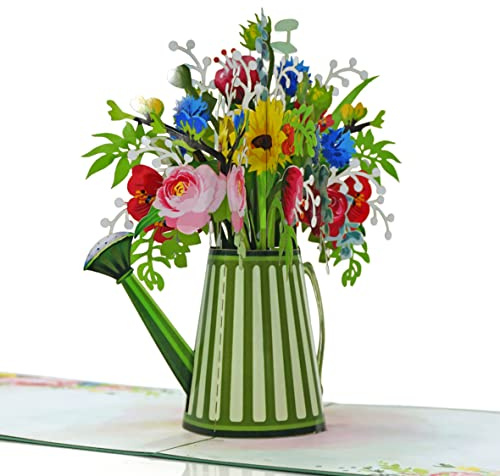 CUTPOPUP Watering Can Pop Up Birthday Cards for Women, 3D Birthday Flowers Greeting Card for Her Wife Mum Valentines Card Anniversary Happy Mothers Day Cards (Watering Can Flower) US8-FL131UK