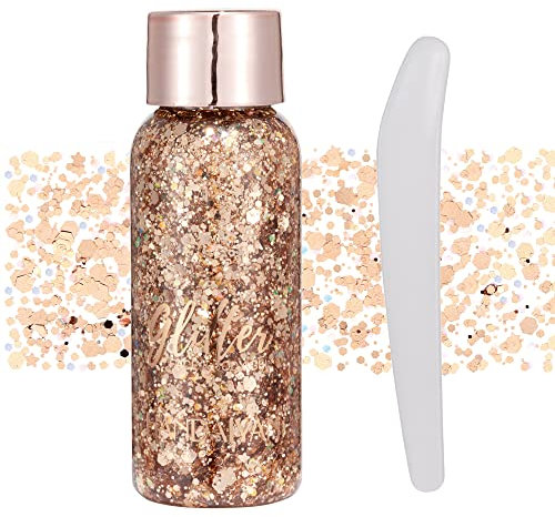 GL-Turelifes Mermaid Pailletten Chunky Glitter Liquid Lidschatten Body Gel Festival Kosmetik Gesicht Haar Nägel Make-up Long Lasting Sparkling 30 g (#107 Roségold)