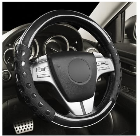 JNNJ Steering Wheel Cover, 38cm Universal Faux Leather, Black for Car