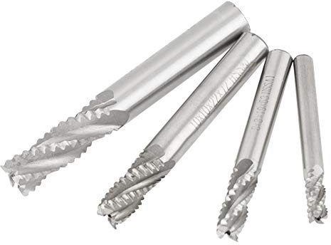 Set di Frese per Sgrossatura in Acciaio da 4 Pezzi, Punte del Router CNC a 4 Taglienti, Frese, M6/M8/M10/M12 per Lavorazione dei Metalli, Carpenteria e Progetti Fai-da-te
