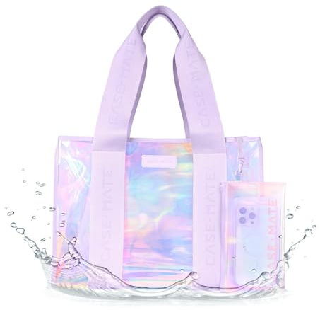 Case-Mate Official Soap Bubble Jelly Tote – Iridescent Tote Bag with Phone Pouch for Women – Waterproof, Tip-Proof, Foldable & Washable – Handbag for Everyday Use, Travel, Pool & Vacation - Large