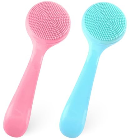 Paquete De 2 Silicona Cepillos Limpieza Facial Manual Con Mango Cepillo Facial Limpiador Exfoliante Cepillo Facial Depurador Facial Para Limpieza Poros Para Todo Tipo Piel