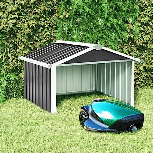 Willood Rasenmäher Rasenroboter Mähroboter Dach Überdachung Unterstand Sonnenschutz Mährobotergarage Garage 92x97x63 cm Verzinkter Stahl Anthrazit