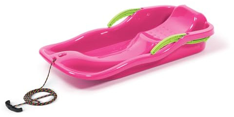 NEUSTANLO | Bobschlitten Race | Pink | hochwertiges Kunststoff | inkl. Zugseil und Bremshebel | ideal auch als Rodel, Bob, Schlitten oder Schneegleiter