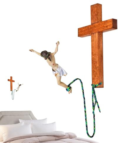 Krucifix Jesus Kristus korsstaty, bungee jumping Jesus religiös dekoration, bungee Jesus krucifix Jesus korsstaty, krucifix väggkors hoppande Jesusstatyer hoppande Jesus-hartsfigur