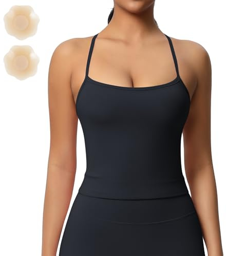 Tankair Tank Top, Tankair Kvinnor, Camisole Tank Top med en passande skopad hals och smala remmar för kvinnor, Svart, S