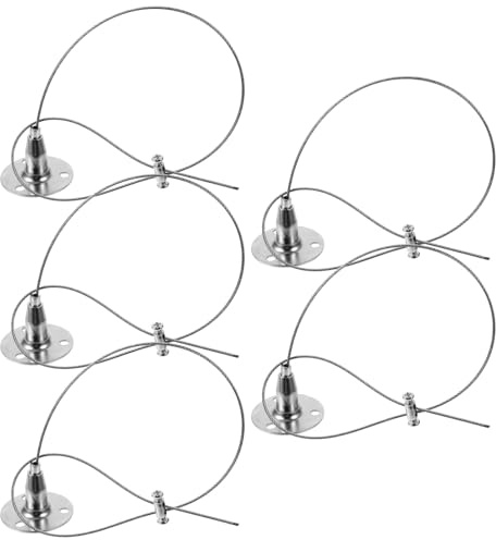 VILLFUL 5 piezas Sistema de Colgado de Cables para Techo Ganchos de Alambre de Aleación de Zinc Resistentes para Carteles y Cuadros Cuerda para Decoración y Exhibiciones Seguras