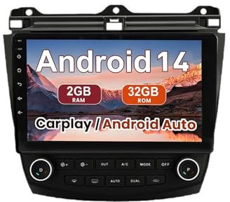 Autoradio Android da 9 per Honda Accord 2003-2007, CarPlay, Bluetooth, navigazione GPS, WiFi, USB, SWC, FM, telecamera posteriore, 1 GB + 32 GB, impianto stereo