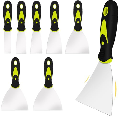 8 stycken spatelset, puttyknivar, målarspatel, gipsspatel, rostfritt stål med plasthandtag, skrapa, palettkniv för att skrapa av tapeter och väggar (1, 1,5, 2, 2,5, 3, 4, 5, 6 tum bredd)