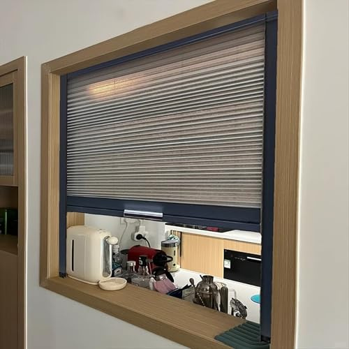 Jievmrs Puerta Plegable Ventana Plegable para Puesto de Comida, Ventanas Corredizas Verticales con Puertas Tipo Acordeón Grises, Ventana Comercial de Paso con Manija(80x100cm/31x39in)