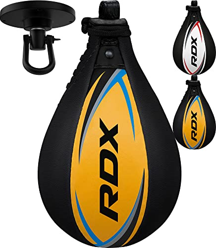 RDX Palla Veloce Boxe, Vacchetta Pelle Speedball, Pera da Boxe con Gancio Soffitto per Muay Thai MMA Pugilato Sacco Punzonatura Allenamento di velocità Combattimento Sport Fitness Boxing Speed Bag