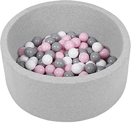 SELONIS Bällebad Bällepool Für Baby Kinder 70X30cm/150 Bälle Rund, Hellgrau: Weiß/Grau/Puderrosa