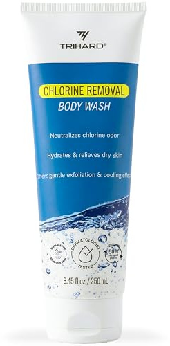 TRIHARD Chlorine Removal Body Wash, Protects and Hydrates Sensitive Skin from Pool and Ocean, Pool Essentials for Post Swim Chlorine Skin Protection