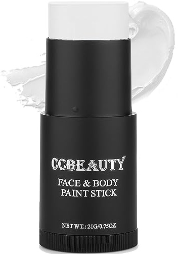 CCbeauty Clown White Face Paint Stick,Face Painting Kit,Non Toxic SFX Makeup For Clown Joker Skeleton Halloween Costume Cosplay,Oil Based Professional FX Body Paint,Full Coverage Painting Foundation
