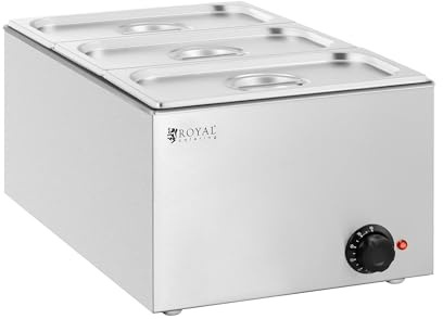 Royal Catering RCBM_GN1/3_1 Professionellt vattenbad 640 W 3 x GN 1/3 vattenbad i rostfritt stål