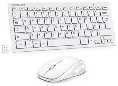 TECKNET Mini Wireless Keyboard and Mouse Set, 2.4G Cordless USB Keyboard and Silent Mouse Comb with Nano USB Receiver, 12 Multimedia Shortcuts for Computer, PC, Laptop, Desktop, Android Smart TV