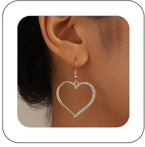 Yienate Boucles D'Oreilles Pendantes en Cristal Boho avec Clé en Forme de Cœur Doré de Papillon en Strass