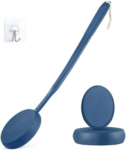 VANZAVANZU Aplicador de crema para espalda, mango largo, aplicador de loción para espalda, aplicador de protección solar para mujeres y hombres, pincel de crema para personas mayores (azul, 19)