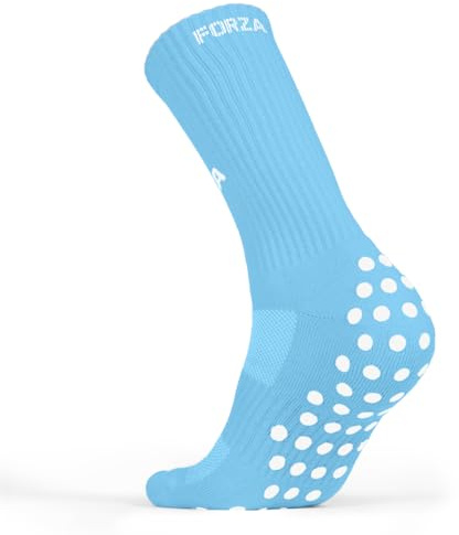 FORZA Football Grip Socks [XS-XL] | Unisex Mid-Calf Length Sports Grip Socks - 10 Colour Options Ideal for All Sports (Pack of 1, Light Blue, S/M (4-7))