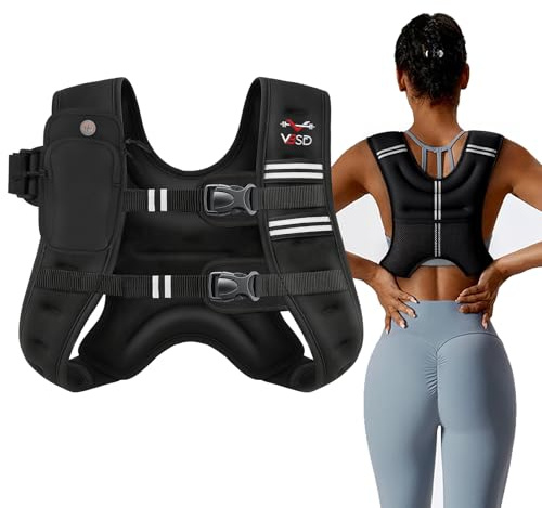 VBSD Weighted Vest Woman 30LB Weight Vest for Women Men Body Weight Vests for Walking Strength Training Running Workout Jogging Fitness Black