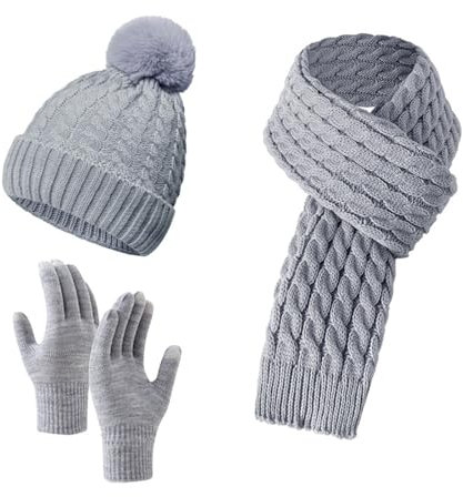 Qixiu Set schal Stirnband mütze,Hooded Scarf,schal und mütze Damen Set Kaschmir,schal kariert Damen,strickhandschuhe mit freien fingern,Handschuhe Damen Winter warme,schal