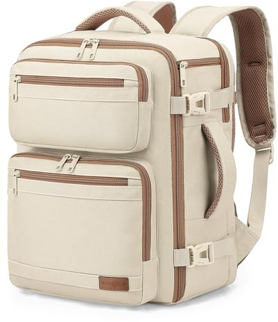 VANKEV Ryanair Easyjet Eurowings Wizz Air Sac à Dos Voyage Cabine 40x30x20cm-24L, Bagage à Main Bagage Cabine Accepte un Ordinateur Portable de 15,6 Pouces beige