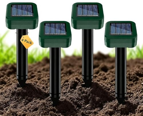Anti Taupe, Répulsifs Solaires pour Taupes, Repulsif Serpent Exterieur,Repousse Les Taupes, Serpent, Gopher, Chien, Chat, Protégez Jardins/Pelouses/Fermes 4 Pièces