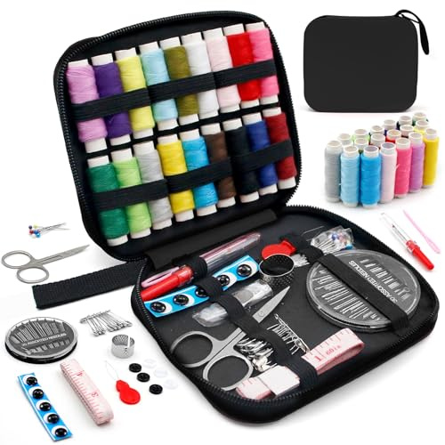 Kit Couture,86 Pièces Kit de Couture, Accessoires pour Coudre,Set de Couture pour Débutants,Boîte à Couture Complete, Coffret,Aiguilles Couture, Boutons,Fil à Coudre,Kit Couture Complet(Noir)