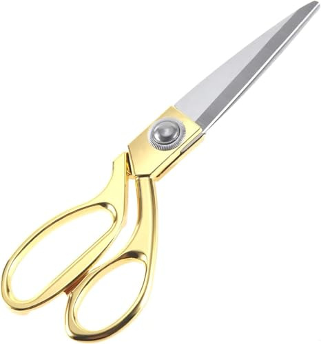 10.5 inch Fabric Tailors Scissors Gold Stainless Steel Sharp Dressmaker Scissors Strong Long Large Kitchen Heavy Duty Multi Purpose Shears for Sewing Craft Kitchen Office Paper Carboard Adult