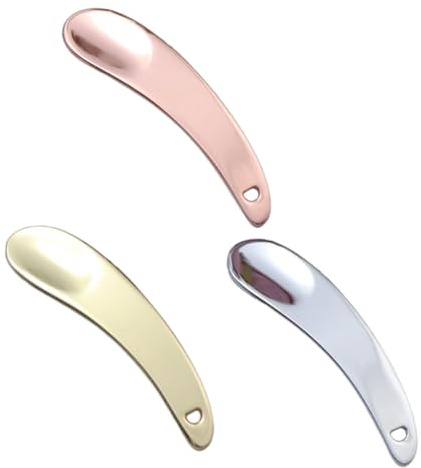 BIUDECO 3 pièces Cuillères Crème Yeux Métal Zinc Spatules Cosmétiques Incurvées Coloris Or Argent et Rose pour Application Précise de Maquillage et Soins Du Visage