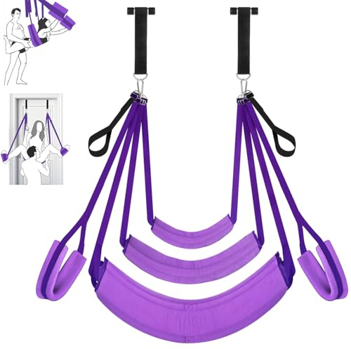 Ahsuxuhe Sex Swing with Thicker Wider Neck Lumbar Hip Padded Seats - Portable Door Sex Swings with Adjustable Nylon Straps Metal Hardware, Suitable for Beginners, Adult Sex Toys for Couples