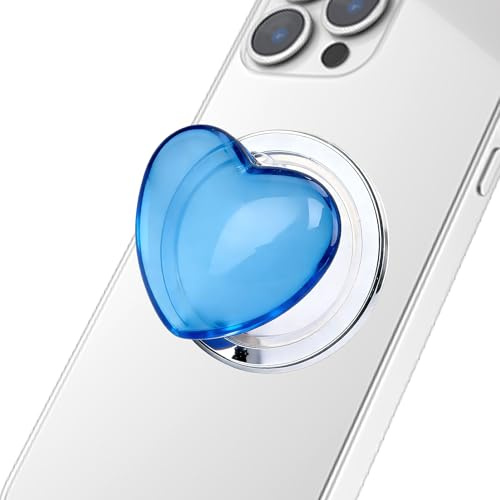 Swiftctrl Asa para Teléfono con Soporte Extensible y Soportador de Dedos Magnético, Asa Retráctil con Motivo Corazón de Amor para Smartphones y Tabletas, Azul