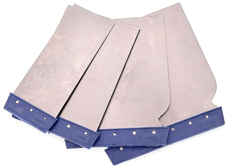 NiceNaiils Set 4 Spatola per Stucco Professionali, Spatole per Stucco Carrozzeria e Muro con Manico Antiscivolo - Strumenti per Raschiatura, Pulizia e Fai da Te, Acciaio Flessibile