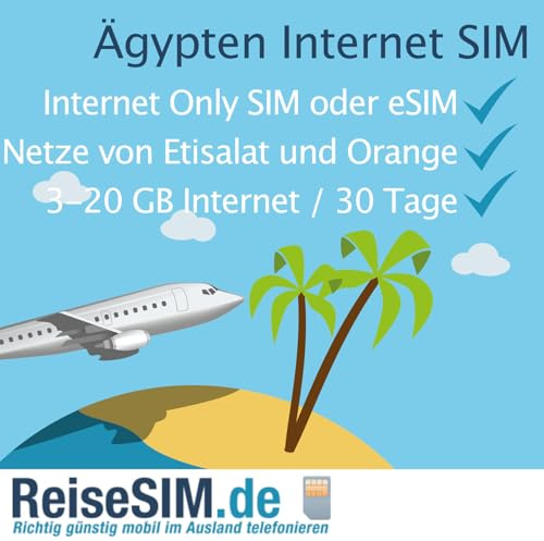 ReiseSIM Egitto SIM Internet, 3 GB di dati, 30 giorni di validità, Rete 4G/5G Etisalat e Orange, Nano-SIM o eSIM (3 GB / 30 giorni, SIM Card (3in1))